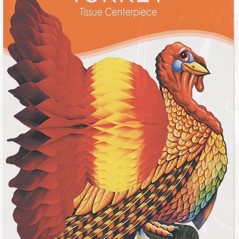 Colorful Tissue Turkey Centerpiece - Picture 8 of 9